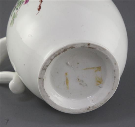 A Derby ovoid shaped mask jug, c.1760-5, 15.5cm, rim chip